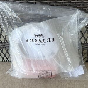 Coach Mini Powder Pink Carey Crossbody Bag In Signature Canvas With Charms NWT